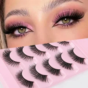 Self adhesive Pre coated Synthetic Hair Cruelty Free Reusable 3D Soft Fan shaped Cluster Handmade Black Eyelashes