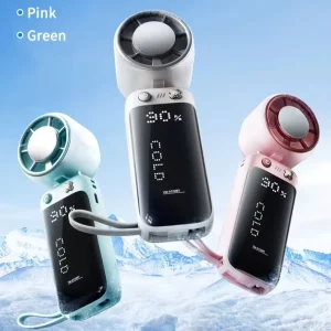 Semiconductor Cooling Hand Fan 200 Speed Adjustable 4000mAh Power Bank Rechargeable High Airflow Portable Handheld Fan