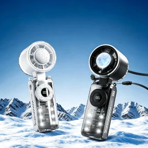 Semiconductor Cooling Handheld Fan 199 Adjustable Speeds Transparent Shell Foldable Small Portable for Desktop or Neck