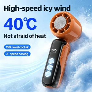 Semiconductor Cooling Ice Sensing Mini USB Fan Digital Display Silent High Speed Pocket Blower for Travel Makeup