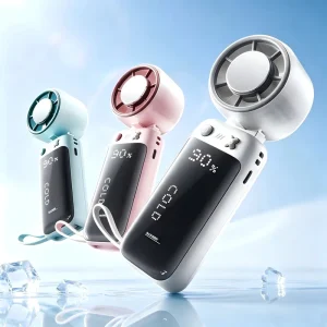 Semiconductor Cooling Mini Fan 4000mAh Foldable Handheld Fan USB Rechargeable Portable 2 in 1 Power Bank Travel Fan