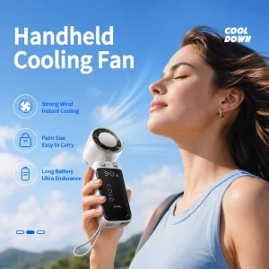 Semiconductor Mini Fan With Lanyard 2 in 1 Foldable Wearable Cooling Device USB Rechargeable Personal Fan Power Bank for Outdoor