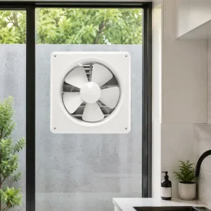 Silent Electric Wall Mounted Plastic 10 Inch Kitchen Exhaust Fan Square Ventilation Household Toilet 5 Blades 35W