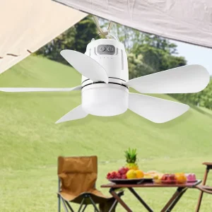 Silent Rechargeable LED Ceiling Fan with 5 Blades Remote Control Easy to Install Summer Air Cooling Solution for Tents