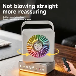 Silent Rechargeable USB Air Cooling Fan with LED Night Light Humidify & Touch Control
