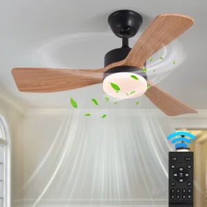 Simple Ceiling Fan with Light and Remote 6 Speeds Frequency Conversion Ceiling Fan Dimmable LED Lighting for Bedroom Living Room