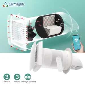 Single Room Wall Mounted Heat Recovery Ventilator Extractor Fan with Enthalpy Heat Exchanger 92% Efficiency Supply Fresh Air HRU