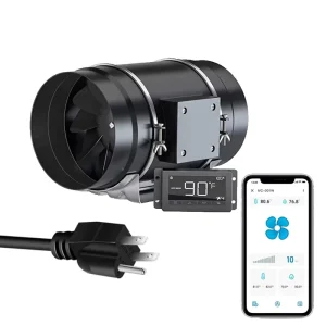 Slient WiFi 8 Inch 553CFM Duct Fan with Smart Temperature and Humidity Controller Exhaust Ventilation Fan for Hydroponics