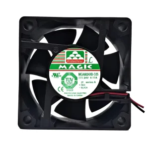 Small Axial Fan MGA6024XB O25 24V DC 0.17A 60*60*25mm 4800RPM 24.93CFM Ball Plastic OEM Air Ventilation Axial Flow