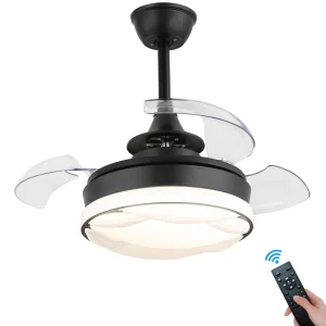 Small Ceiling Fans with Lights 22” Chandelier Ceiling Fans Dimmable Semi Flush Mount Ceiling Fans LED Fandelierfor Small Spaces