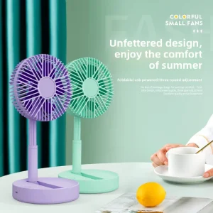 Small Foldable USB Rechargeable 3-Speed Mini Desktop Fan Portable Wearable Cute Relax Table Gift