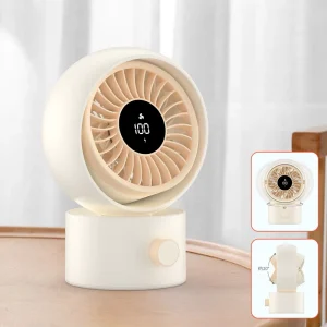 Small Table Fan Oscillating Digital Display Manual Angle Control Quiet Cooling Fan