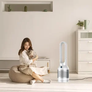 Smart 3 in 1 Bladeless Tower Fan Cooling Heating & HEPA Air Purifier with App Control Quiet & Safe for Home Office Bedroom
