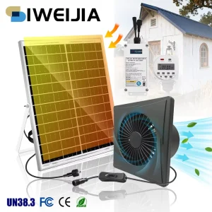 Smart 4 Inch Solar Exhaust Fan with Timer 4A Battery 25W 12V Panel OEM ODM 1 Year Warranty for Home Garage & Workshop