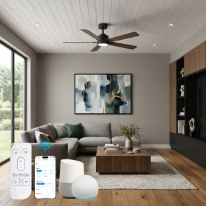 Smart 52 in Dual Finish 5 Blade WiFi Alexa Control Quiet Energy Saving BLDC Motor Modern Farmhouse Style Ceiling Fan