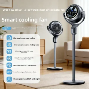 Smart AI Voice Bladeless Air Circulation Fan Silent Floor Standing Home Remote Control Electric Fan Vertical Negative Ions