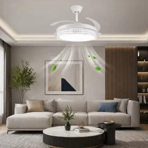 Smart APP Control Ceiling Fan Light 42 Inch 96W Dimmable LED Timer Setting Quiet Silent Motor For Living Room Bedroom Kitchen