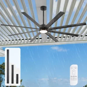Smart Alexa 56 Industrial Ceiling Fan Light 8 Aluminum Blades Metal Waterproof Dust Proof Tuya App WiFi Reversible BLDC Outdoor