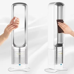 Smart Bladeless Tower Fan with Air Purify Negative Ion Remote Timer 180° Oscillation Up Down Tilt Household Cooling Fan