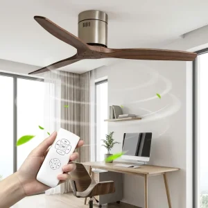 Smart Ceiling Fan App Remote Control 52″ Wood Ceiling Fans with DC Motor Quiet Large Airflow Decorative Wooden Ceiling Fan