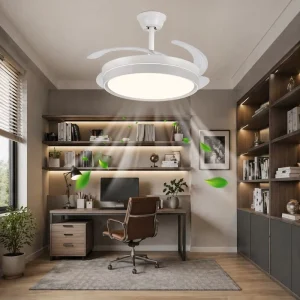 Smart Ceiling Fan With Light 42 Inch 96W Super Bright LED Reversible DC Motor APP Remote Control For Villa Living Room Decor