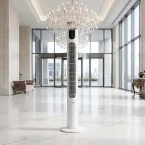 Smart DC Bladeless Tower Fan Remote Control LED Temperature Display Oscillation Silent Air Energy Efficient Household Hotel