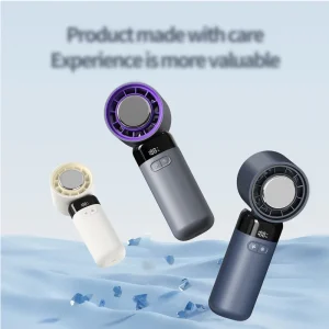 Smart Digital Display Mini Fan Rechargeable Handheld and Portable Wearable Mist Fan for Desk Table and Personal Air Cooling