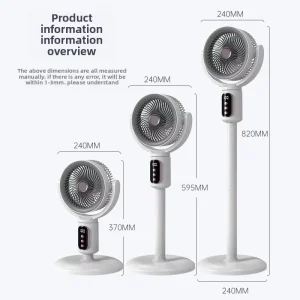 Smart Digital Display Plastic Air Circulation Fan Quiet Household Telescopic Floor Table Dual Use USB Rechargeable LED Display