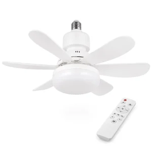 Smart E27 Screw in Fan Light 40W LED Bulb Fan Combo 3000K 6500K Dimmable Remote Control for Home Bedroom Lighting Kit