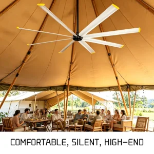 Smart HVLS Fan App Control 8ft PMSM Low Noise Energy Efficient 5 Speed Aluminum Alloy Blades Ball Bearing Industrial Fan