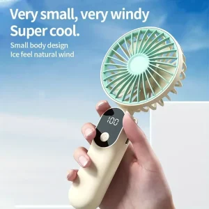 Smart Handheld Fan Digital Screen 6 Adjustable Gears Type C Charging Compact Design for Daily Commute Outdoor Car Use Foldable