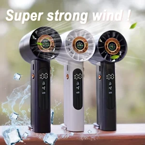 Smart Handheld Fan with Digital Screen 100 Adjustable Gears Type C Charging Foldable Design for Outdoor Use in Car & RV