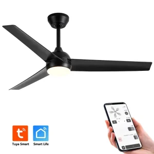 Smart Home Decorative TUYA APP Control Modern Bldc Mute Intelligent Remote Control Led Ceiling Fan With Light