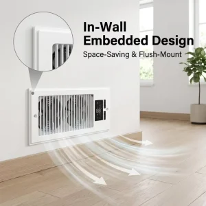 Smart Home Ventilation Fan Wall Mounted Quiet Exhaust Fan with Bluetooth App Control and LED Display
