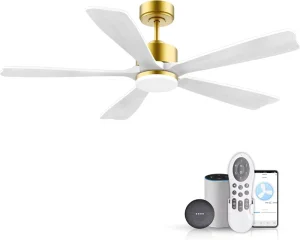 Smart LED Ceiling Fan Wooden 5 Blades 220V 110V DC Motor Remote WiFi APP Control Home Hotel Electric Ceiling Fan with Light