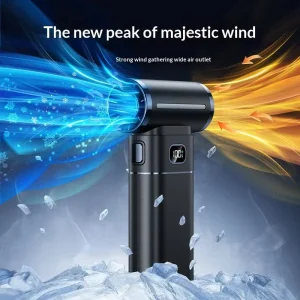 Smart LED Display Handheld Fan 5 Speed High Speed Turbine Blower USB Rechargeable Battery Portable for Outdoor Cleaning BBQ
