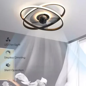 Smart Living Room Bedroom Ceiling Fan with Light ABS 3 Blades AGI32 Layout Remote Control Lamp Chandelier
