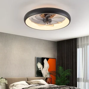 Smart Modern 20 Inch Indoor LED Ceiling Fan Light 6 Speed Remote Control Motor High Ceilings Bedroom Low Profile Dimmable