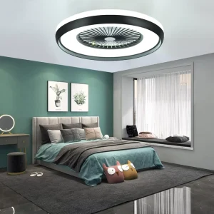 Smart Modern Ceiling Fan with LED Light Remote Control ABS Material High Airflow 6 Speed Flush Design for Bedroom 220V Grey