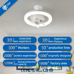 Smart Modern LED Ceiling Fan with 5 Blades DC Motor Three Speed Dimming Remote Control Switch Silent for Household Bathroom Use