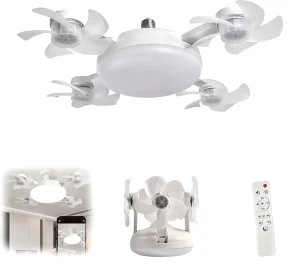 Smart Modern LED E27 Socket Fan Light Remote Control 50W Dimmable Ultra Silent AC Motor Bathroom Easy Screw in Installation