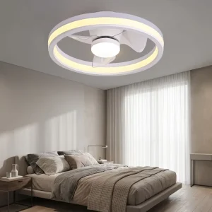 Smart Modern Matte White Dimmable LED Remote Control Ceiling Fan Fandelier with Light 10 Year Warranty