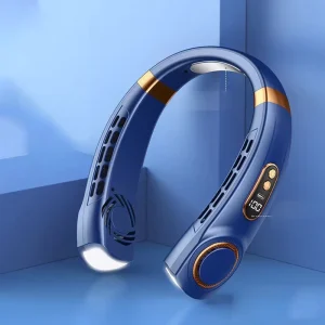 Smart Neck Fan Digital Display Bladeless Hanging Fan Rechargeable Air Conditioner Ventilator with Mute Cooling