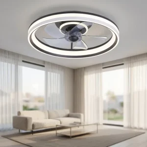Smart Plastic Remote Control LED Ceiling Fan with 5 Blades and 10 Year Warranty for Modern Bedroom and Dining Room