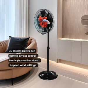 Smart Standing Fan for Home with Remote Control 3D Holographic Display Electric Floor Fan for Business Advertising