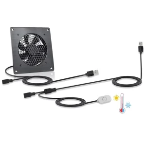 Smart Thermostat 120mm DC Cabinet Air Exhaust Ventilation Fan 5V 12V Noiseless Bearing Cooling for Kennel 5 Star Comfort