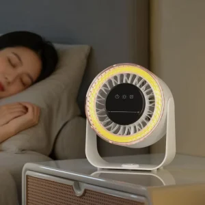 Smart Touch Control Wall Mounted Desktop RGB Ambient Light Quiet Large Airflow Space Saving Wall Mounted 2 in 1 Stand Fan