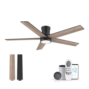 Smart Tuya App Remote Control 5 Blades Plywood Reversible Ceiling Fan China OEM ODM Electric LED Ceiling Fan with LED Light