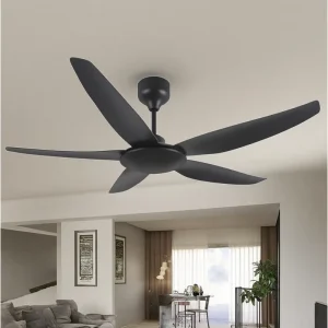 Smart Tuya WiFi Electric 56 Inch Metal Ceiling Fan Homekit 5 Blades DC Motor Remote Control Low Noise Class B Energy Efficient