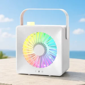 Smart Type C Desktop Fan Light Lithium Battery USB Rechargeable Five Speed Silent Eco Friendly Handheld Outdoor Night Light